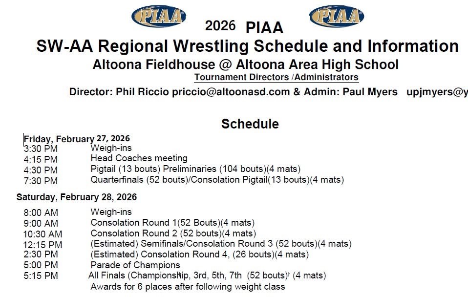 SW Regional Schedule and Information